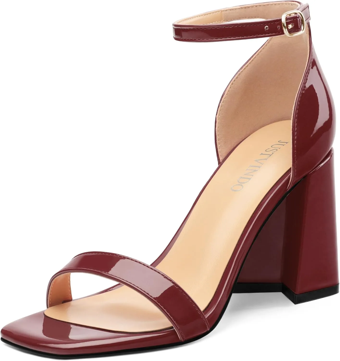 Square Open Toe Block High Heels for Women Ankle Strap Chunky Heeled Sandals Women's Summer Dress Sandal Shoes 3 Inch