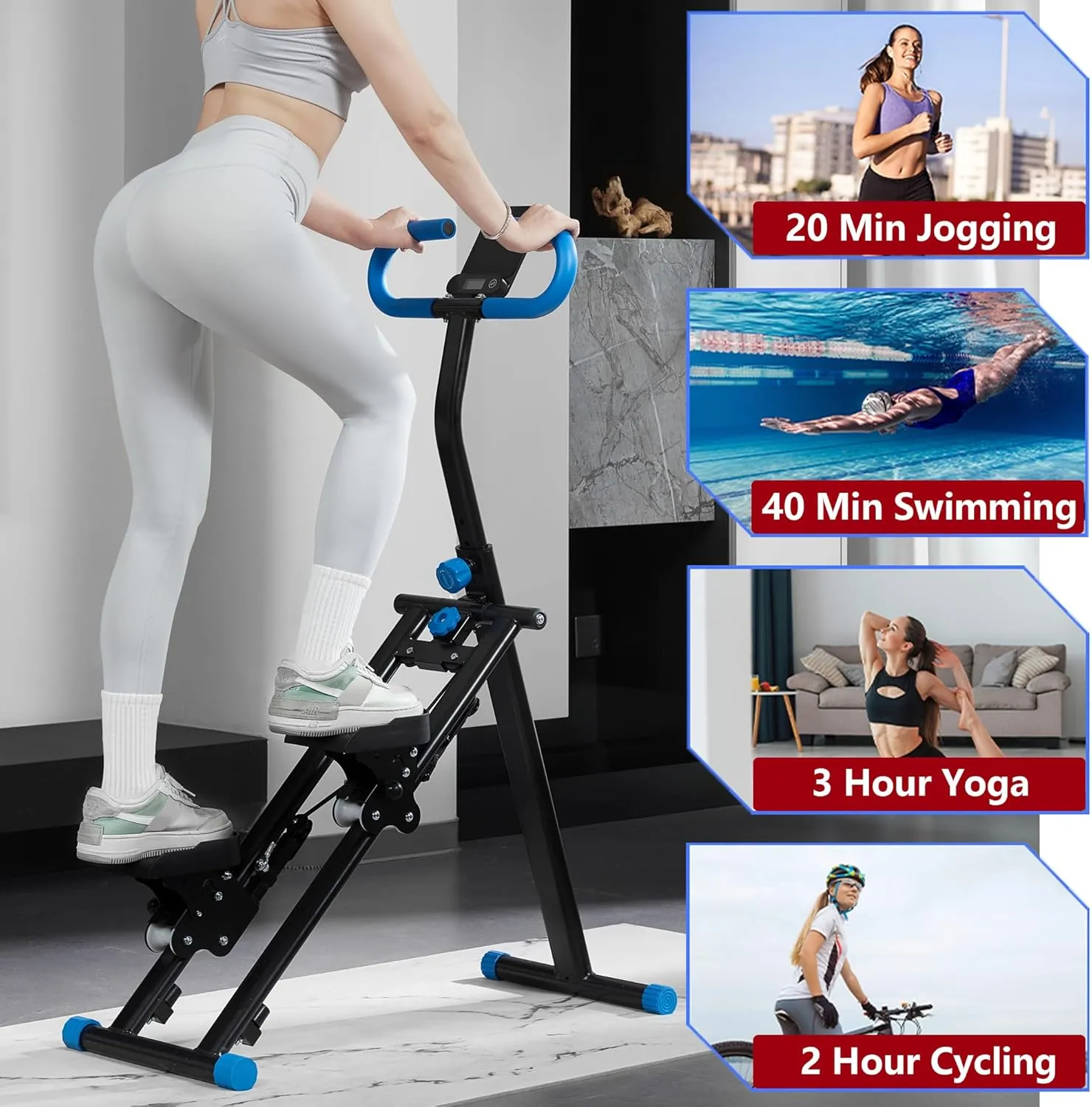 Stair Stepper for Home Gym Exercise, Vertical Climber Exercise Machine for Full Body Workout, Compact Folding Cardio Exercise Climber with Adjustable Handlebar (Pink)