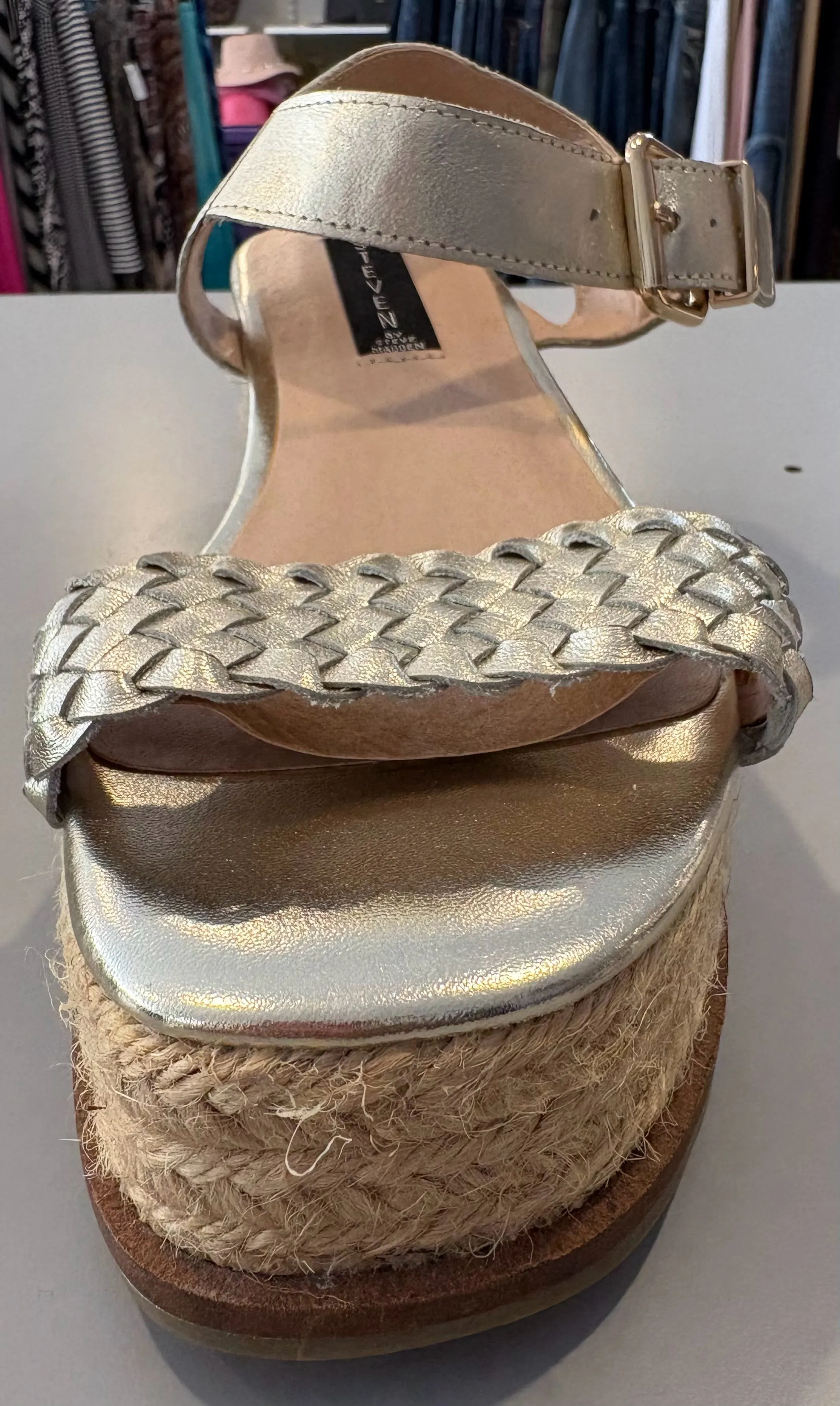 Steven by Steve Madden Sabble Gold Leather Espadrille Wedges Size: 8.5B