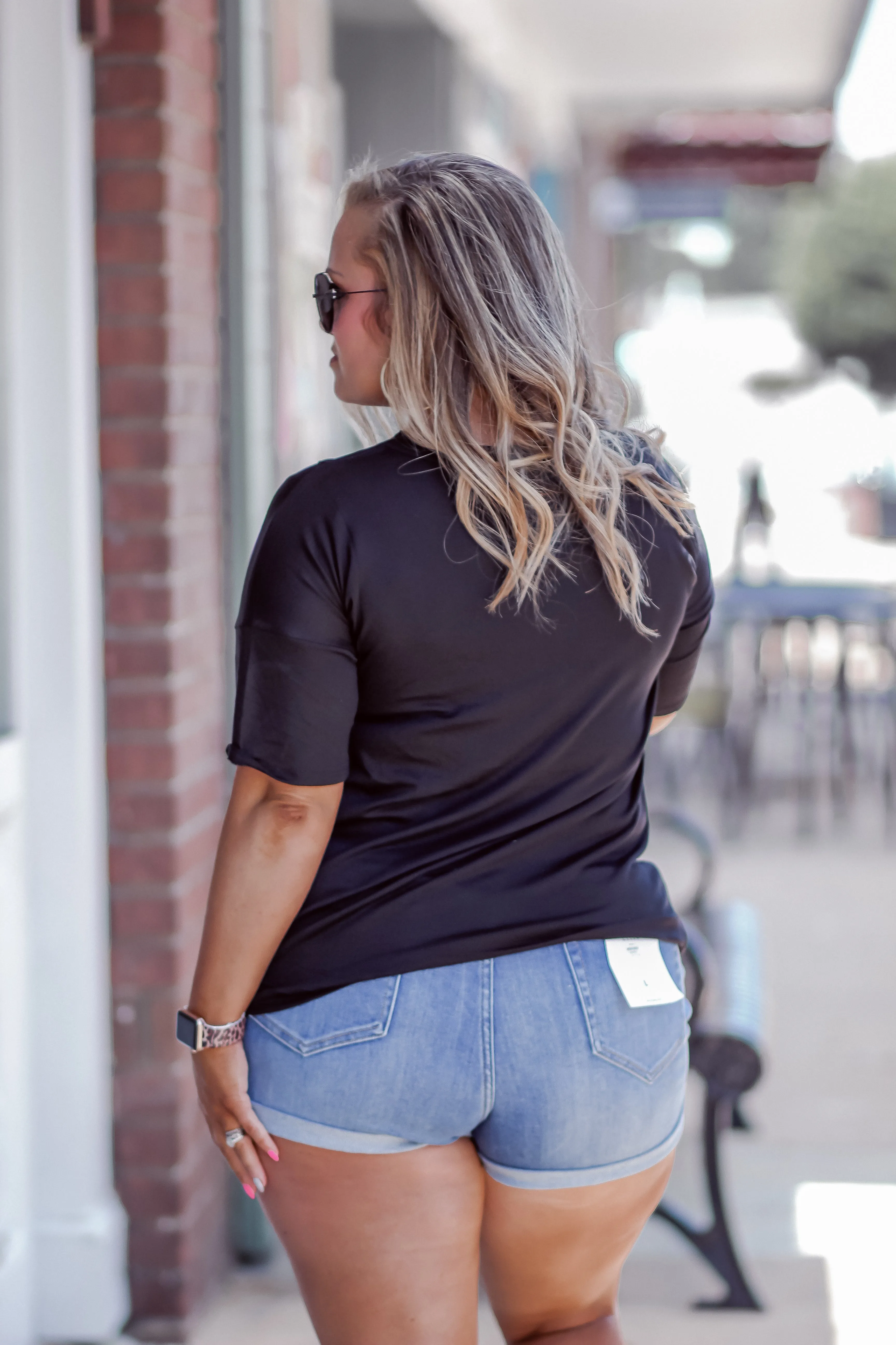 STOREFRONT Black Strappy Neck Short Sleeve Top