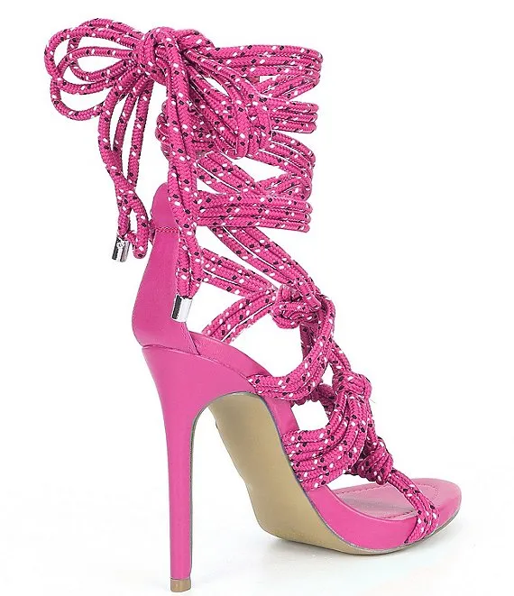 Strappy Multi Open Fiore Steve Sturdy Sandals Up Heeled Madden Pink Toe High Tie Exclusive selection
