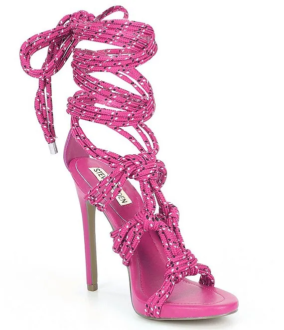 Strappy Multi Open Fiore Steve Sturdy Sandals Up Heeled Madden Pink Toe High Tie Exclusive selection