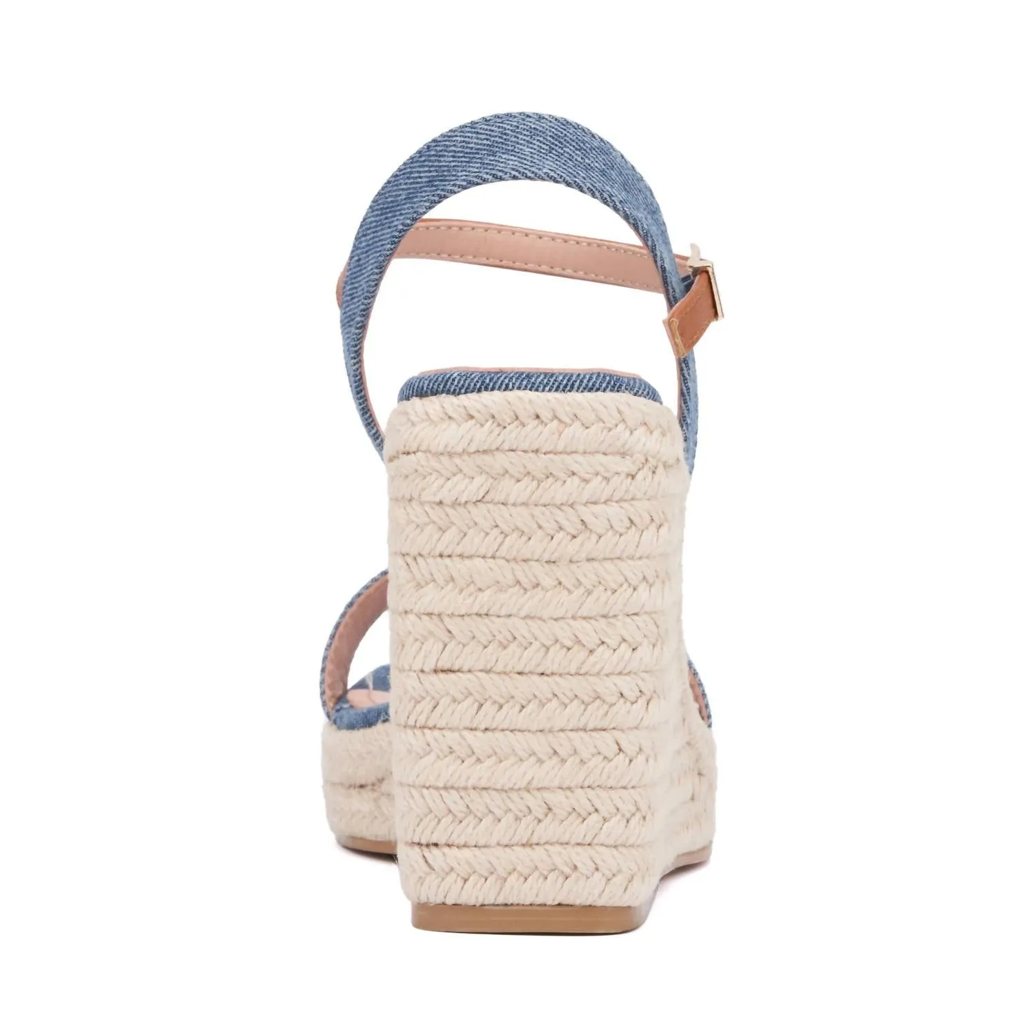 Summer Espadrille Platform Wedge Sandal In Blue/tan