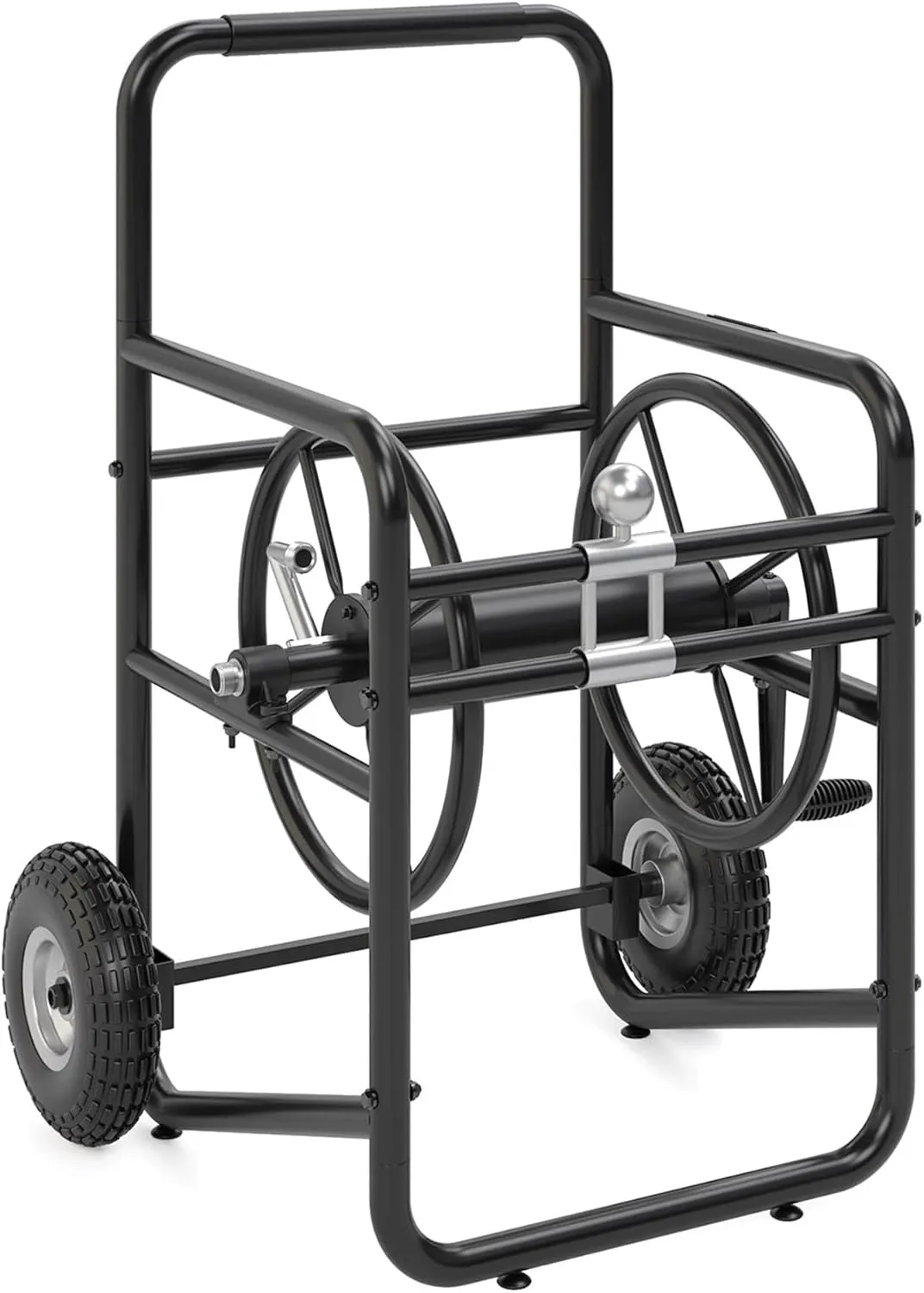 Suncast 200' Pro Hose Reel Cart with Flat-Free Rubber Tires, Outdoor Weather-Resistant Steel Garden Hose Reel Cart, 200' of 5/8" Hose Capacity, Made in the USA