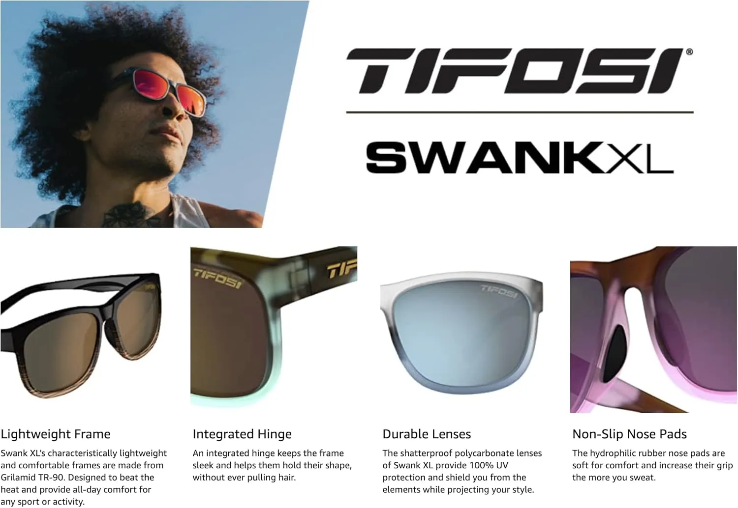 Swank XL Mens & Womens Sunglasses - For Cycling, Fishing, Golf, Hiking, Pickleball, Running, Tennis & Trendy Lifestyle Look