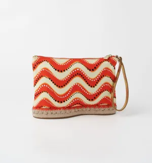 The Sandra Canvas Clutch - Orange Wave