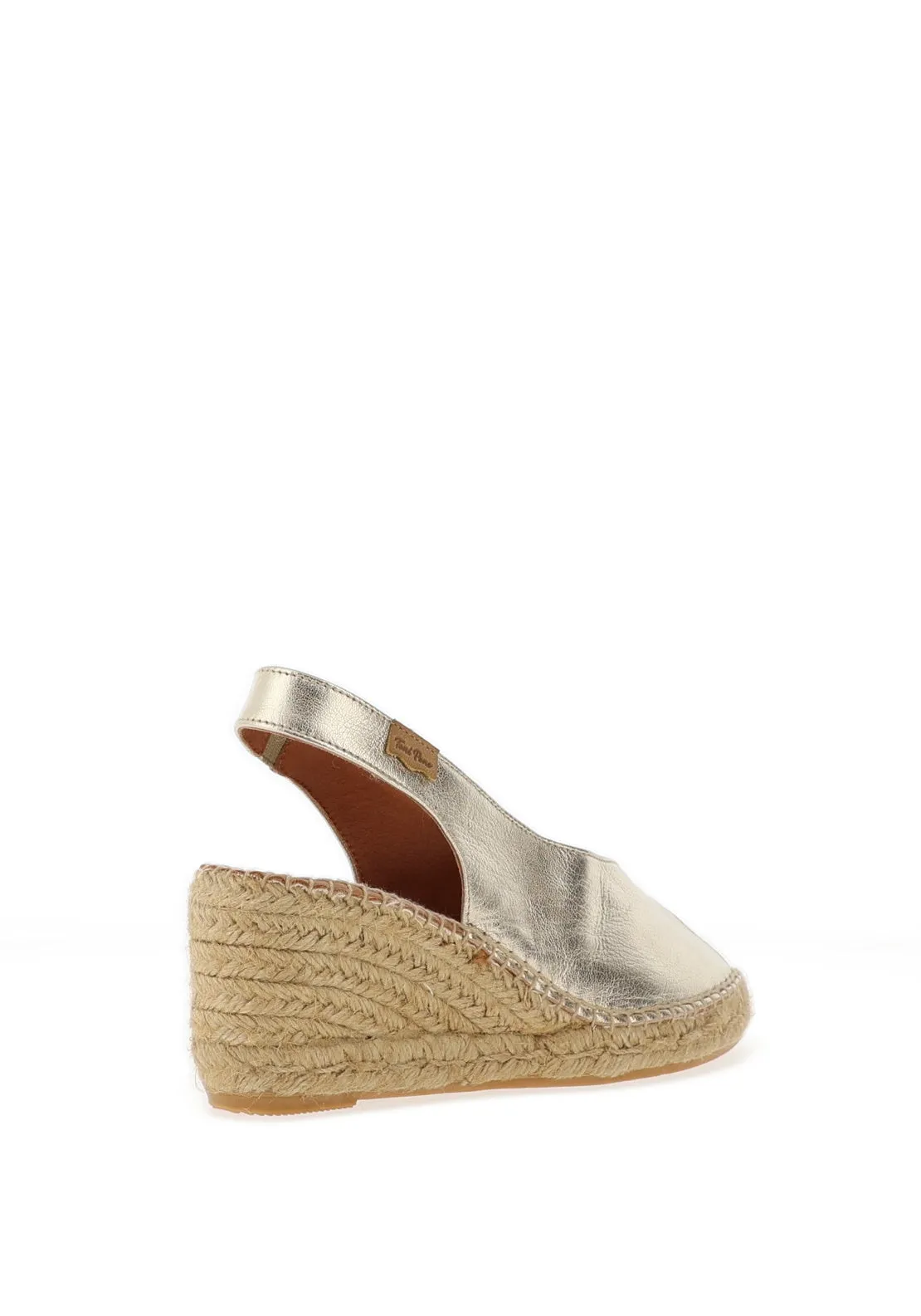 Toni Pons Laila Leather Peep Toe Sling Back Espadrille Sandals, Platinum Gold