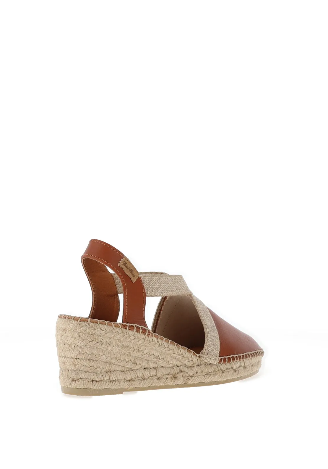 Toni Pons Tossa Leather Espadrille Low Wedge Sandals, Brown