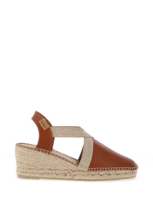 Toni Pons Tossa Leather Espadrille Low Wedge Sandals, Brown