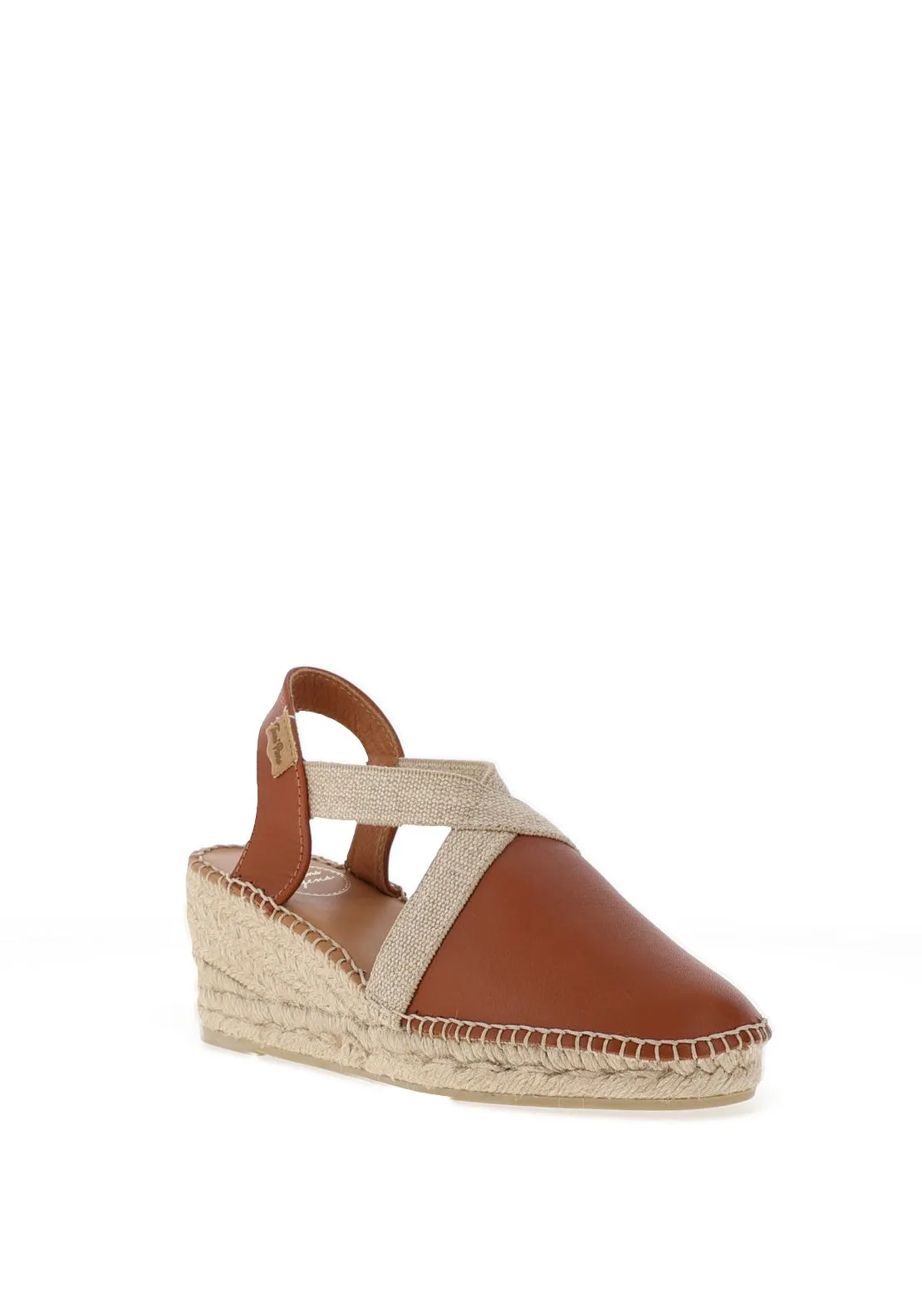 Toni Pons Tossa Leather Espadrille Low Wedge Sandals, Brown