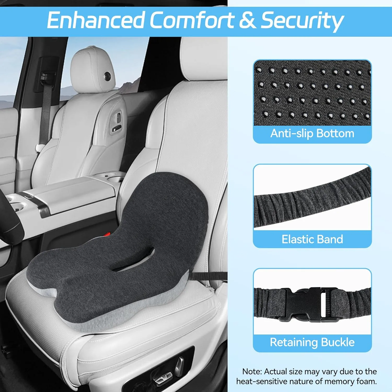 Trucker seat Cushions for Long Sitting, semi Truck seat Cushion with Lumbar Support, Truck seat Cushion for Back Pain and Supporting The HIPS, Trucker Essentials (YTZD0001, Average Size)