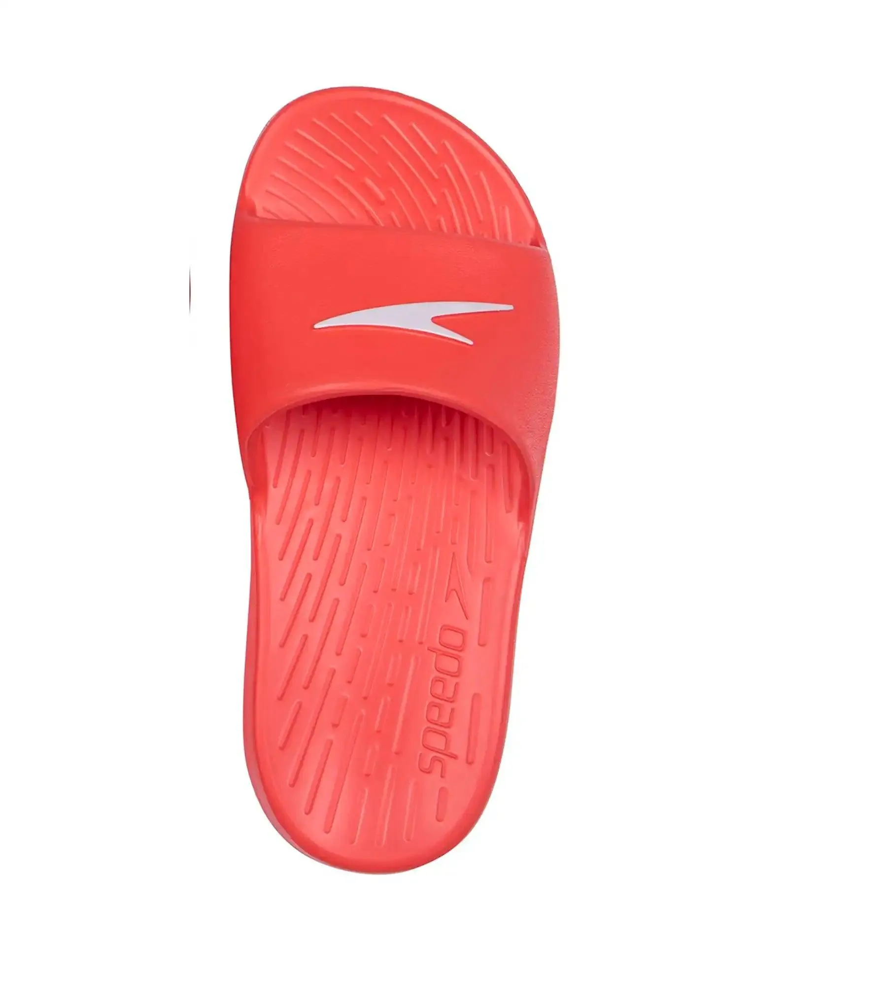 Unisex Junior's Single Colour Slides For Boys and Girls - Lava Red & White