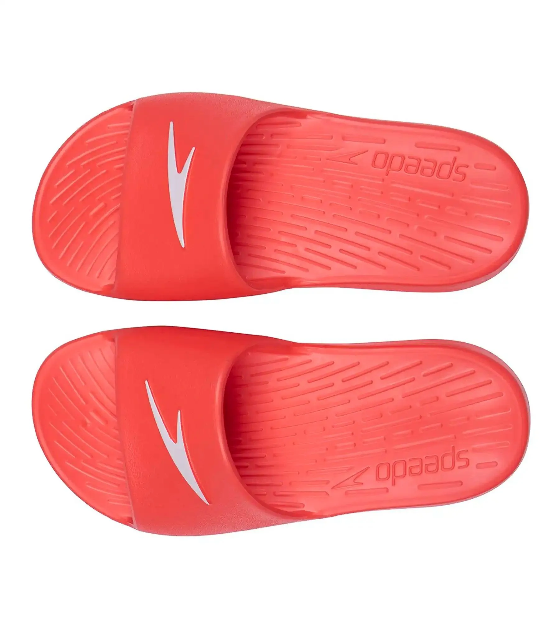 Unisex Junior's Single Colour Slides For Boys and Girls - Lava Red & White