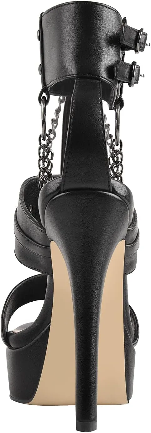 VERISSON Women's Stiletto High Heel Sandals Cross Bands Open Toe Platform Ankle Sandals Party Dress