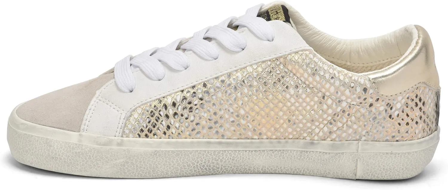 Vintage Havana Womens Kate Metallic Slip On Sneakers Shoes Casual - Gold, Grey, White