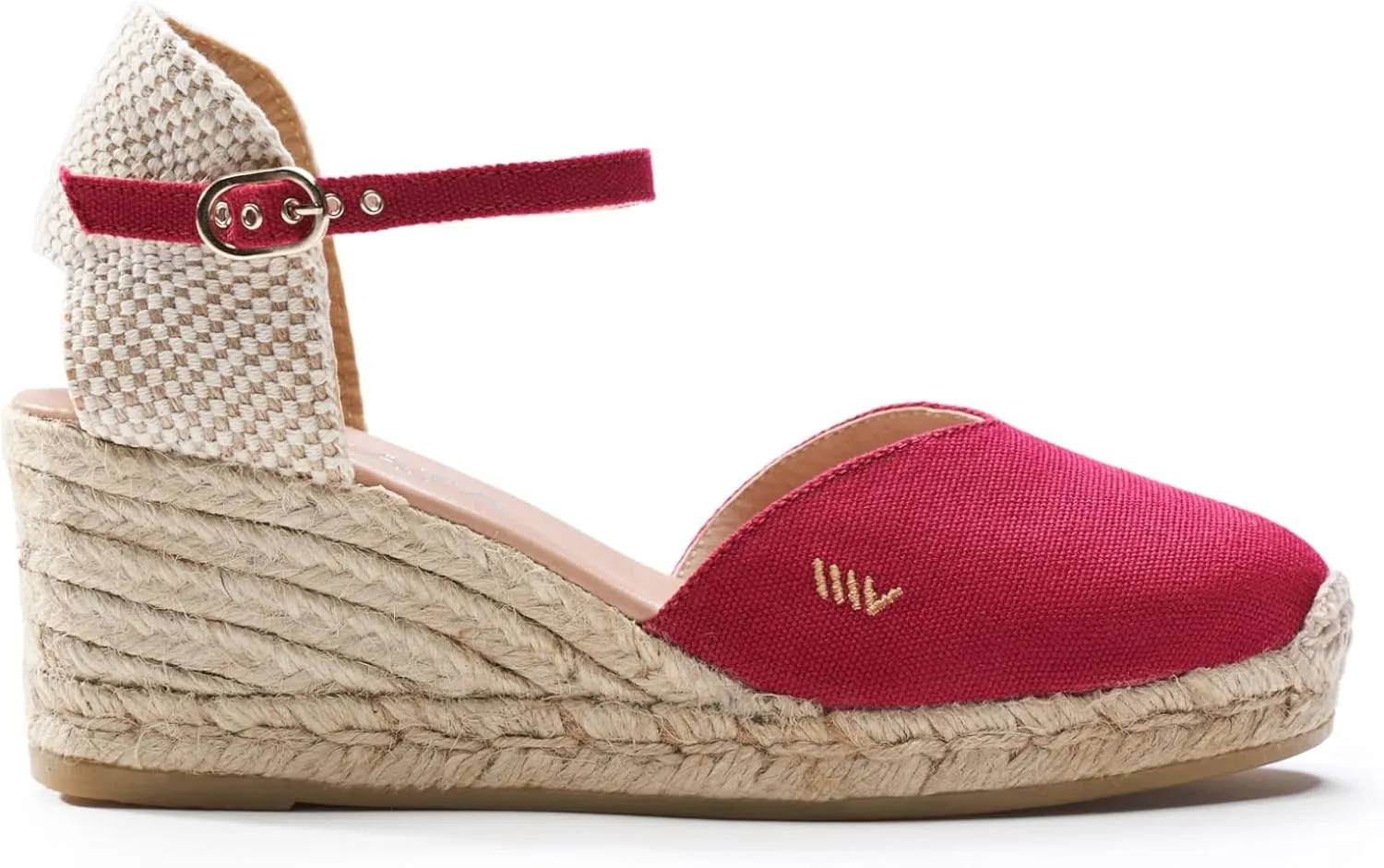 Viscata Reus Canvas Wedge Handmade 2 ½” Heel Women's Sandals with Breathable Cotton Canvas V-cut Vamp and 100% Natural Jute Midsole for all Casual Occasions