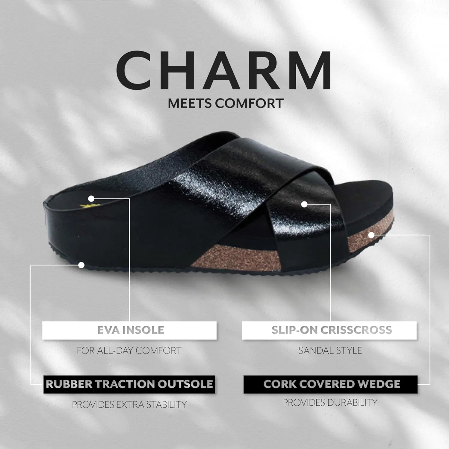 VOLATILE Ablette Wedge Sandals for Women Featuring Slip-on Crisscross Design with EVA Insole and Rubber Outsole