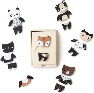 Wee Gallery Mix and Match Animal Tiles - A Modern Wooden Toy for Travel, Playtime, Creative Play, Motor Skills, Puzzle Skills, with Wood Storage Box (Ages 2 and up)