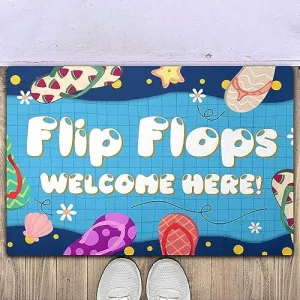 Welcome Flip Flops Doormat Welcome Home Mat Welcome Summer Doormat Cute Mat Front Rug Funny Doormat Room Summer Vibes Front Indoor Doormat Floor Mat Easy Clean Shoe Scraper Lawn 24x36 Inch
