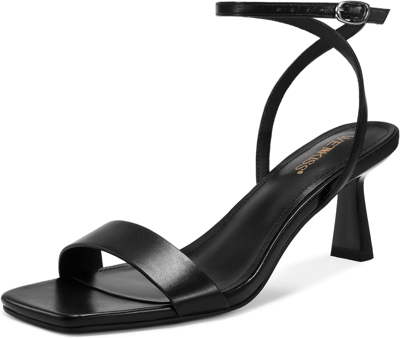 wetkiss Kitten Heels Women Heels Sandals Low Heels Cute Heels Strappy Heels Square Toe Heels Black Nude Gold