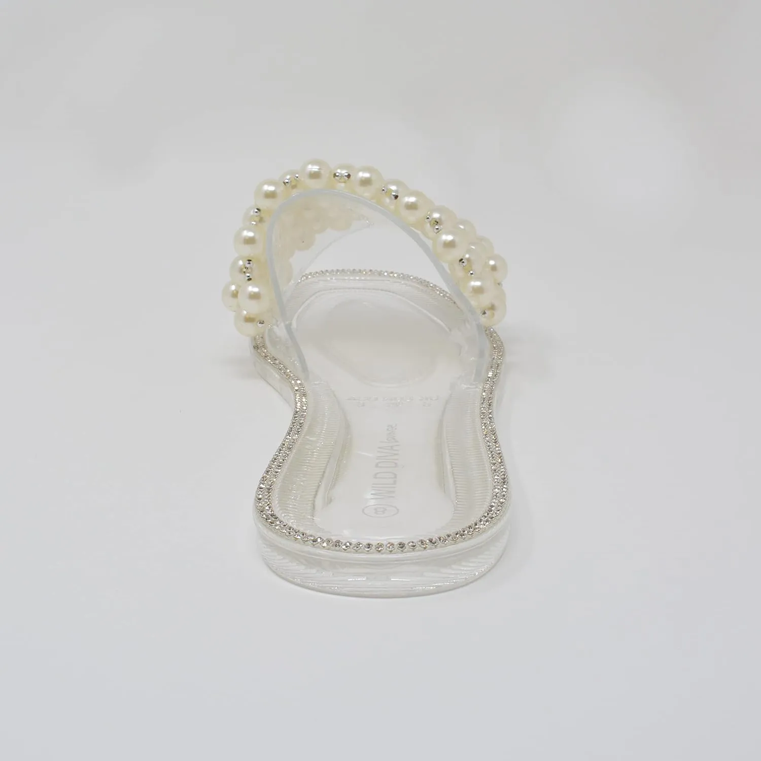 Wild Diva Lounge Women's One Band Jelly Rhinestone Slide Sandals