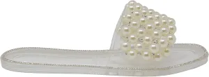 Wild Diva Lounge Women's One Band Jelly Rhinestone Slide Sandals