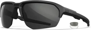 Wiley X JAKL Captivate Ballistic Rated Sunglasses, Safety Glasses for Men and Women, UV Eye Protection for Shooting and Outdoor Matte Black Frames, Clear and Grey Tinted Lenses