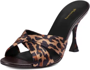 Women Comfortable Mid Heel Slip on Mules Classic Criss Cross Open Toe Ladies Fashion Daily Casual Dress Slide Sandals Size 4-16 US