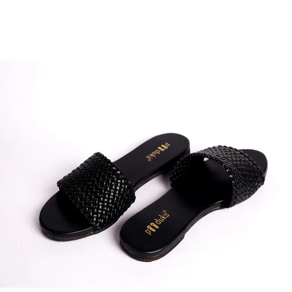 Women Dua - Black | Braid Pattern Summer Slide-in