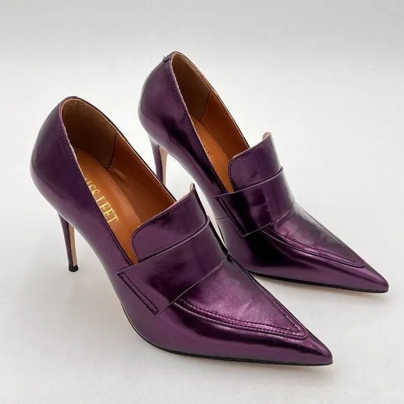 Women Stiletto High Heel Loafer Pumps with Trim Closed Pointed Toe Slip On Basic