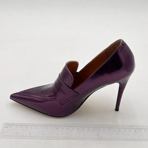 Women Stiletto High Heel Loafer Pumps with Trim Closed Pointed Toe Slip On Basic