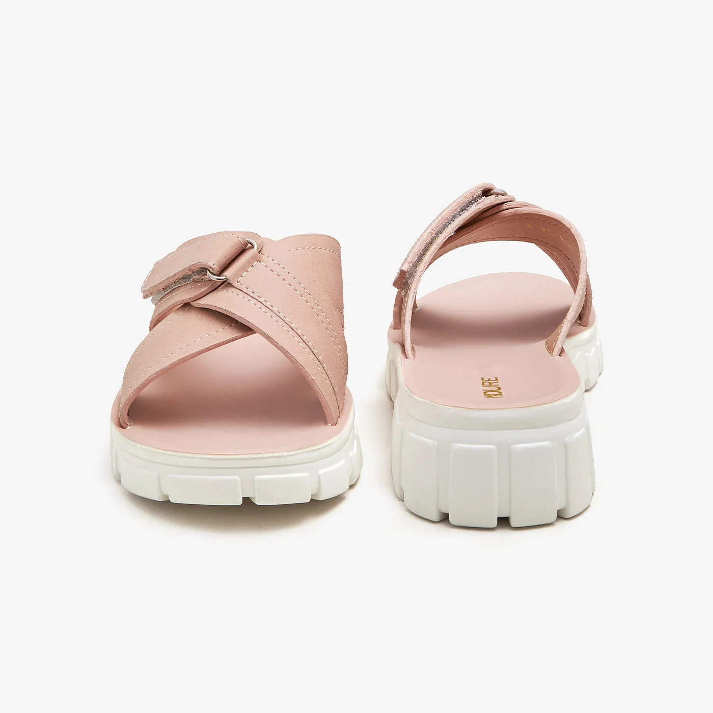 Women's Cross Buckled Slides
