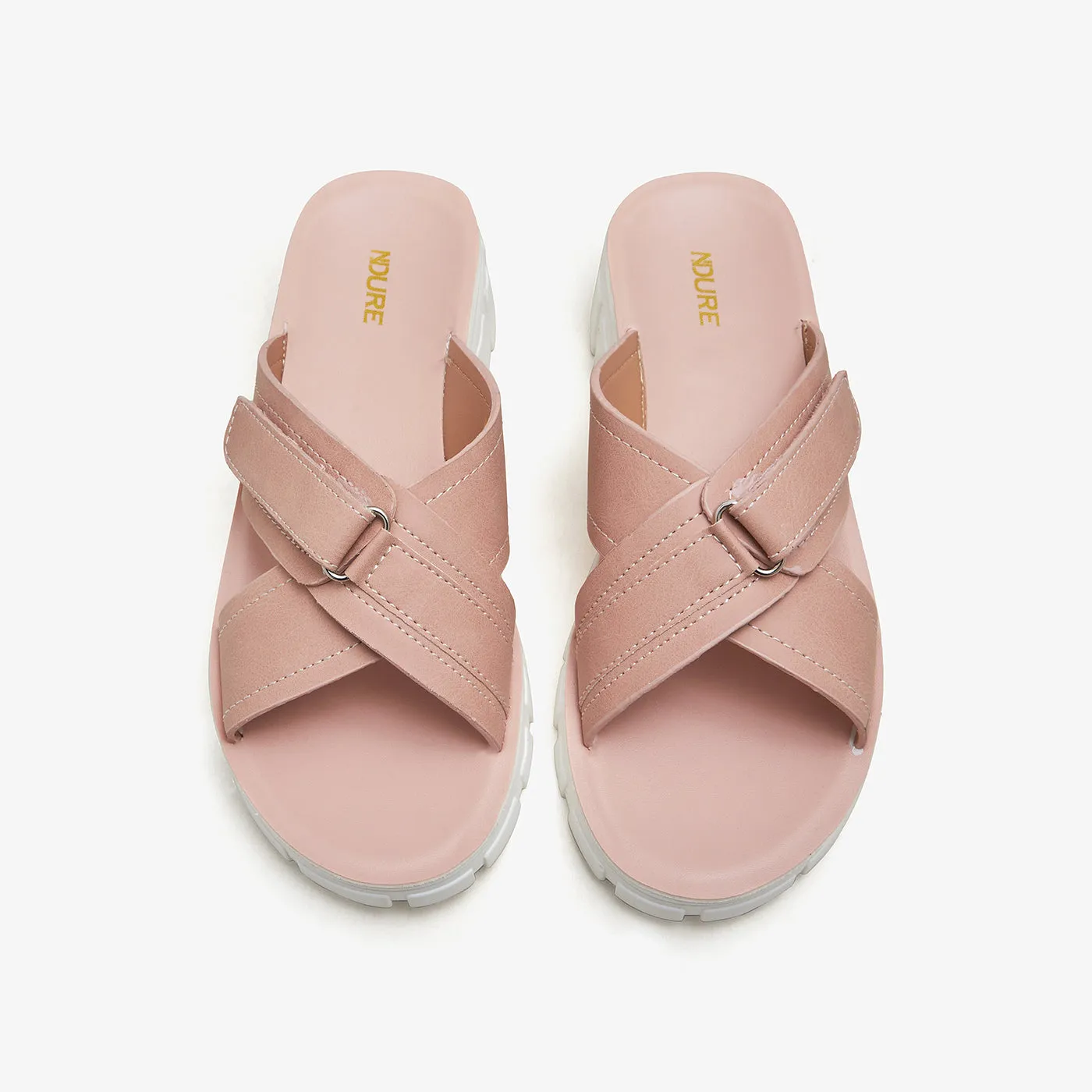 Women's Cross Buckled Slides