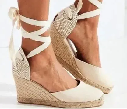 Women's Espadrille Ankle Strap Sandals Comfortable Slippers Ladies Womens Casual Shoes Breathable Flax Hemp Canvas Pumps