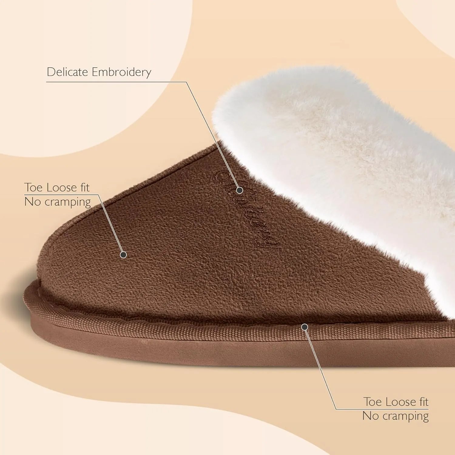 Women's Fluffy Memory Foam House Slippers - Non-slip Indoor/Outdoor