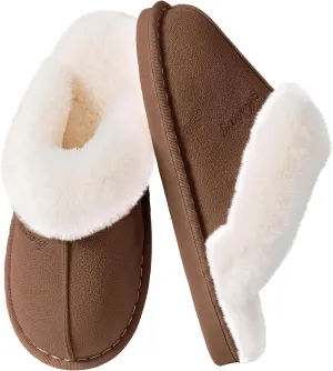 Women's Fluffy Memory Foam House Slippers - Non-slip Indoor/Outdoor