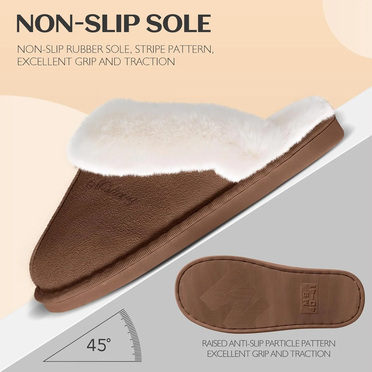 Women's Fluffy Memory Foam House Slippers - Non-slip Indoor/Outdoor