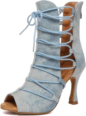Womens Girls Dance Shoes Cut-out Ballroom Sandals Prom Evening Ankle Booties