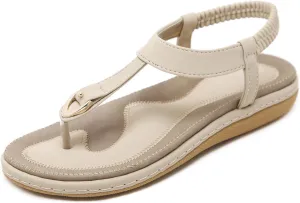 Women's Sandals Bohemia Summer Vintage Beach Flats Beaded Ankle Strappy Sandal Athletic Hiking Sandals Outdoor Walking Sandals