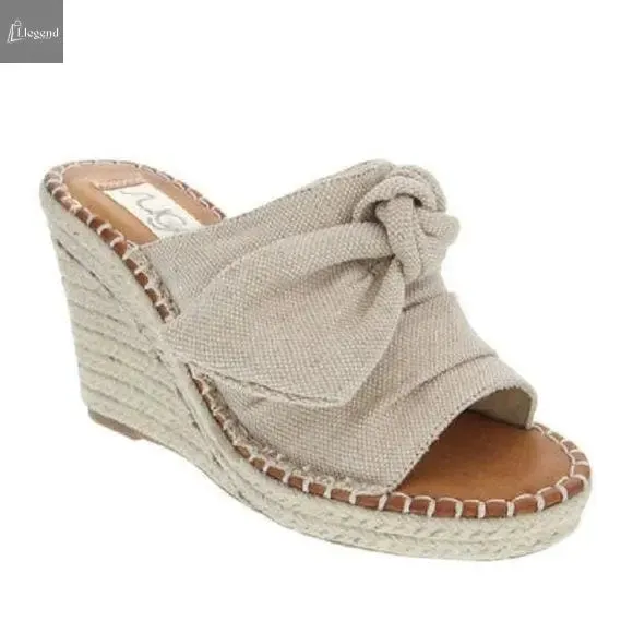 Womens Sandals - High Heel Slip-on Wedge Shoes (size 7.5)