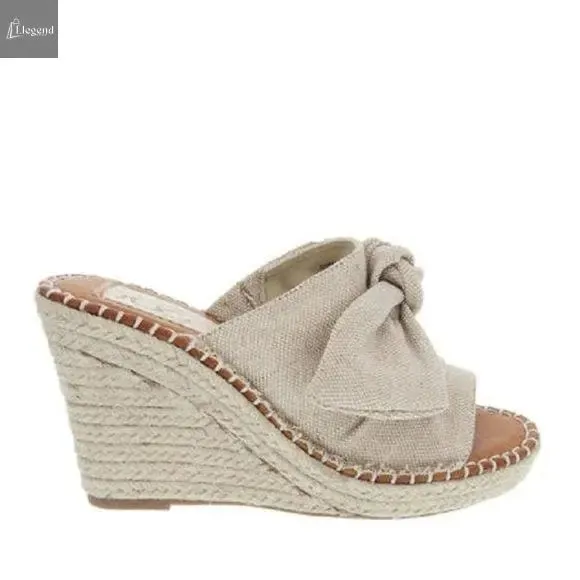 Womens Sandals - High Heel Slip-on Wedge Shoes (size 7.5)