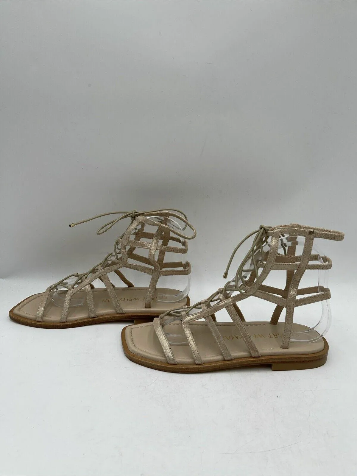 Women’s Stuart Weitzman Kora Lace Up Sandal Beige Size 6.5 - Very Good