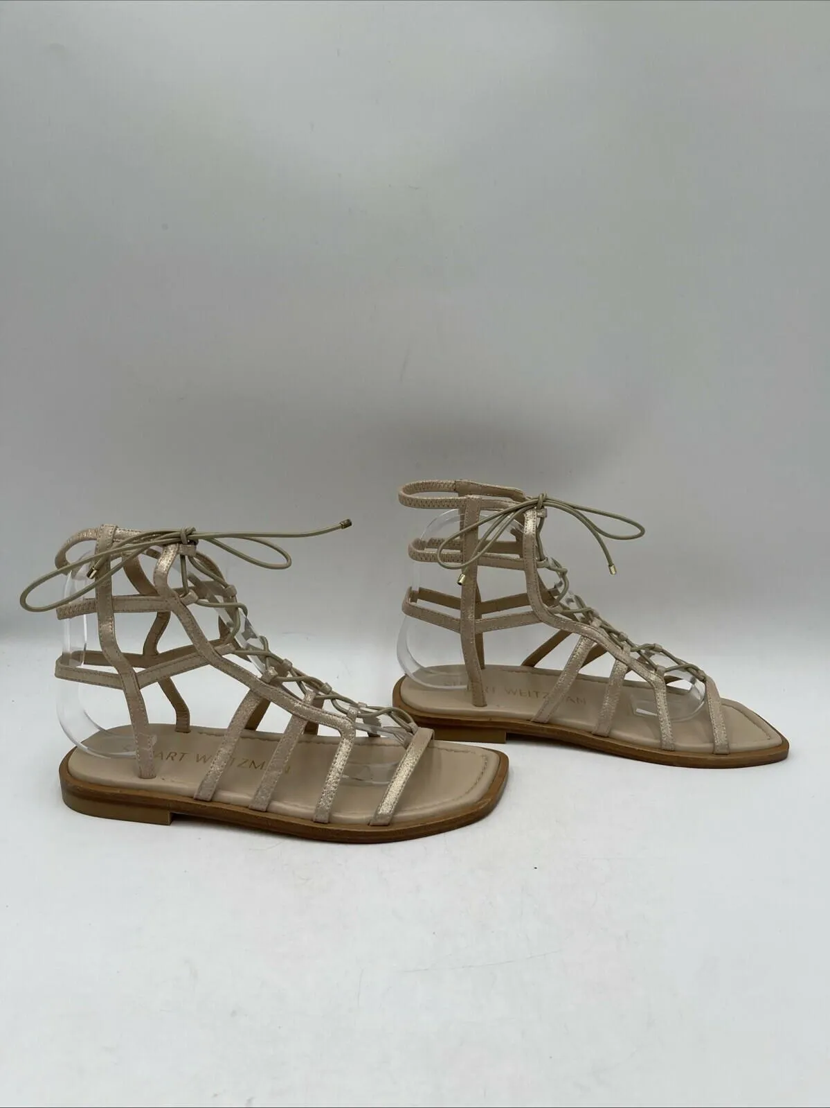 Women’s Stuart Weitzman Kora Lace Up Sandal Beige Size 6.5 - Very Good