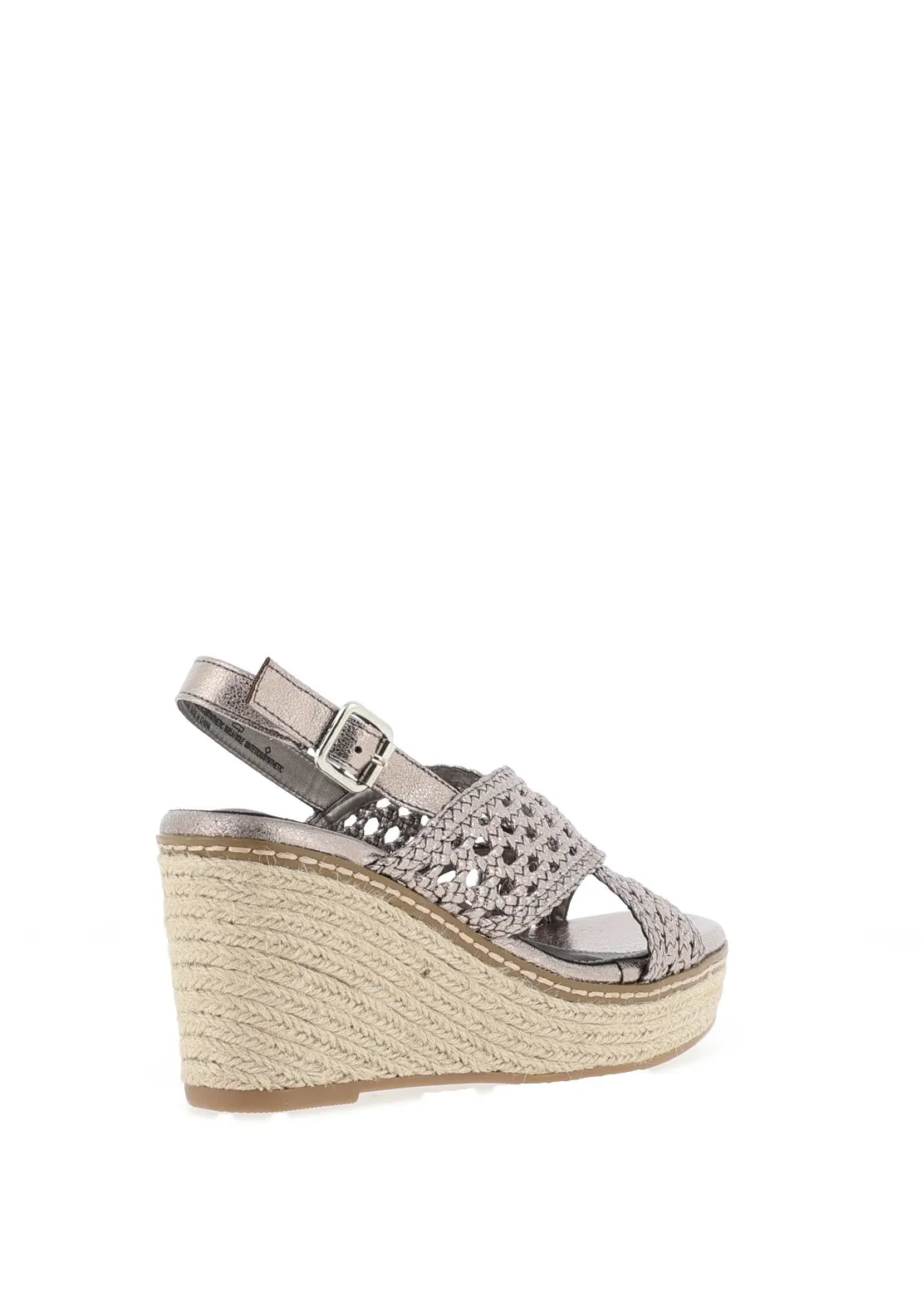 Xti Metallic Woven Espadrille Wedge Sandals, Silver