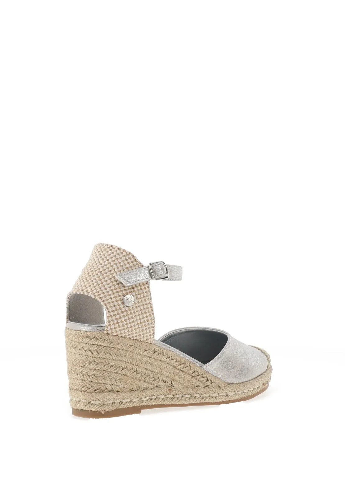 Xti Womens Metallic Espadrille Wedge Sandals, Silver