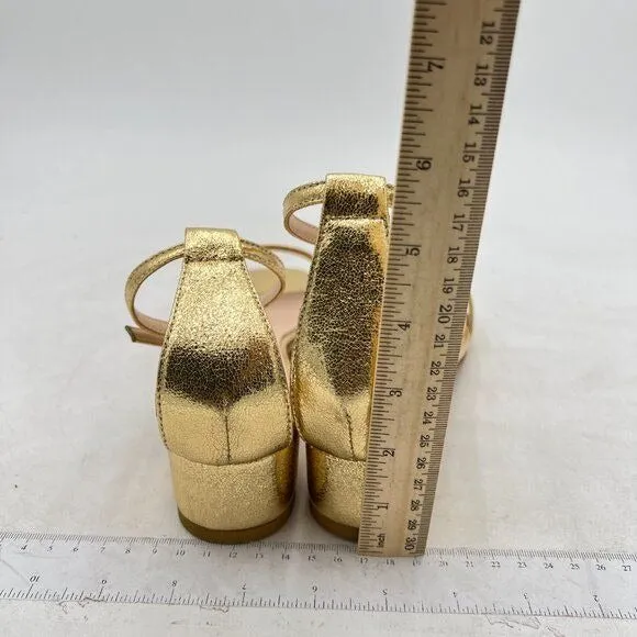 XYD Gold Open Toe Ankle Strap Buckled Low Chunky Heel Sandal for Wedding Dress