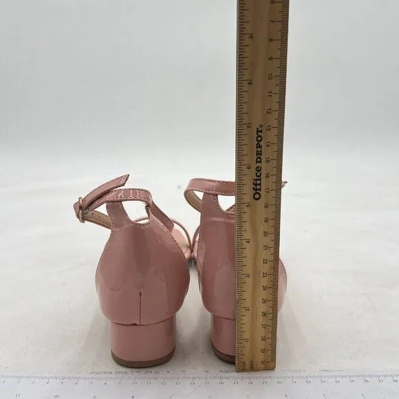XYD Light Pink Open Toe Ankle Strap Buckled Low Chunky Heel Sandal for Wedding