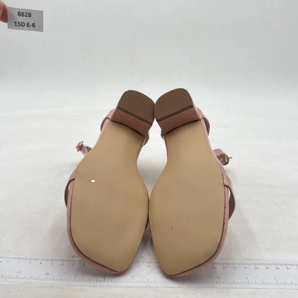 XYD Light Pink Open Toe Ankle Strap Buckled Low Chunky Heel Sandal for Wedding
