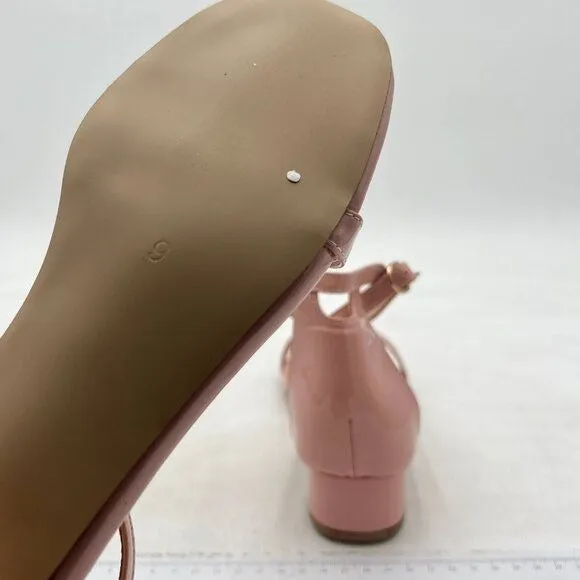 XYD Light Pink Open Toe Ankle Strap Buckled Low Chunky Heel Sandal for Wedding