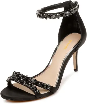 XYD Women Mid Heel Rhinestone Strappy Sandals Open Toe Ankle Strap Prom Evening Party Dressy Shoes